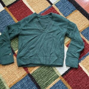 Women's Green V-Neck Sweater